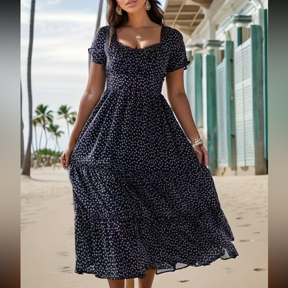 Nwt pin dot puff sleeve dress